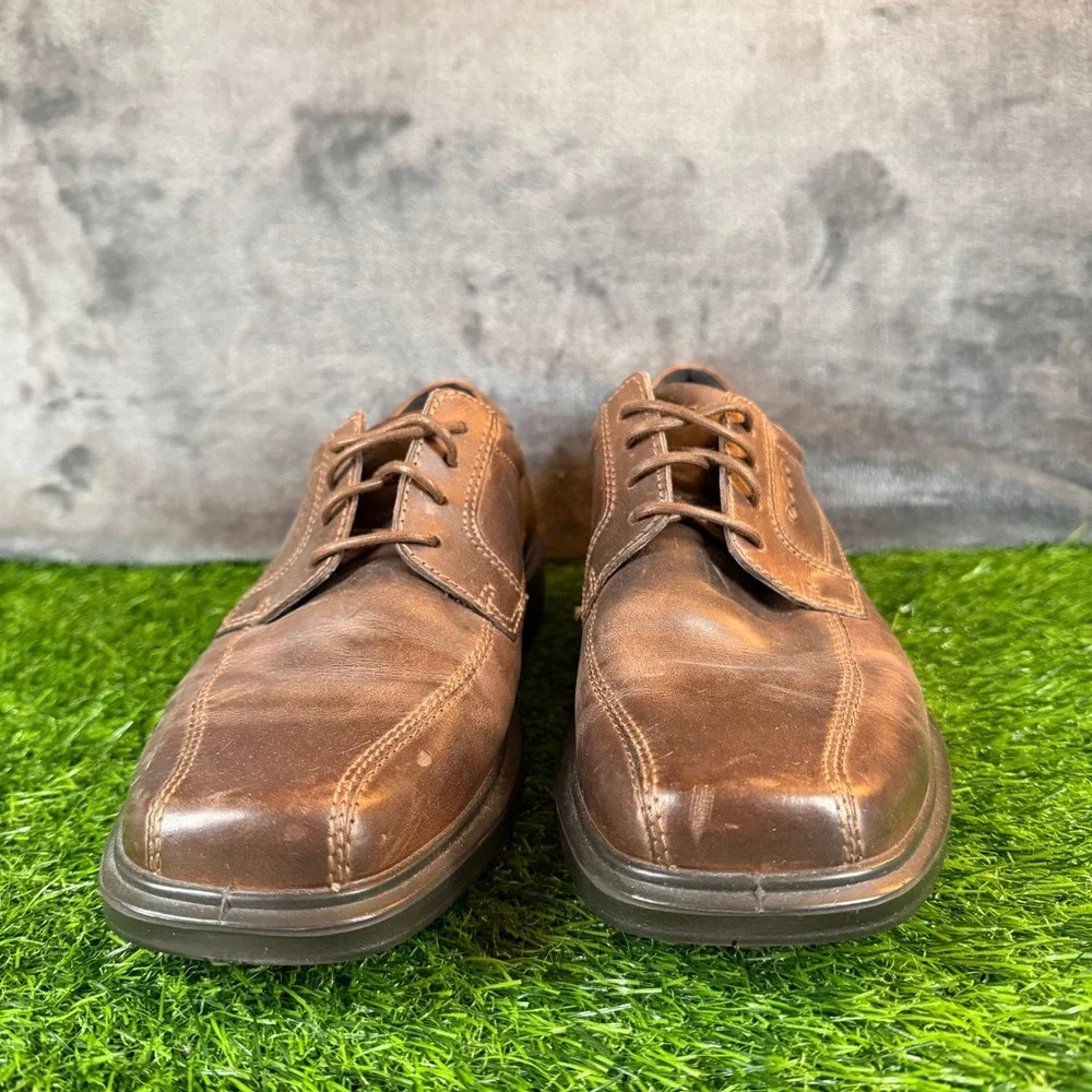 ECCO Brown Leather Bicycle Toe Derby Oxford Shoes Mens‎ size US 7-7.5 EU 41